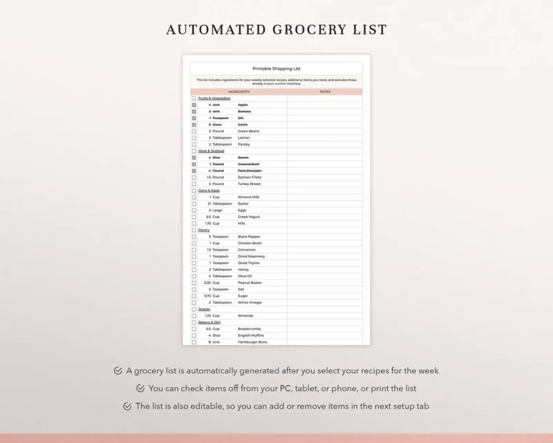 coplenty meal planner spreadsheet weekly meal planner template grocery list google sheets digital meal planner meal planning spreadsheet