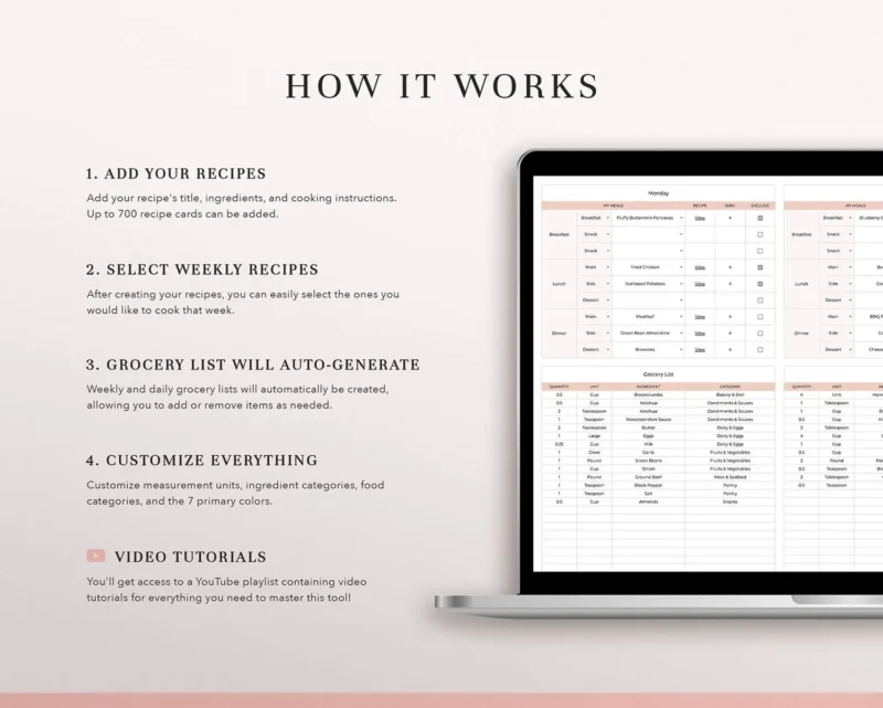 coplenty meal planner spreadsheet weekly meal planner template grocery list google sheets digital meal planner meal planning spreadsheet